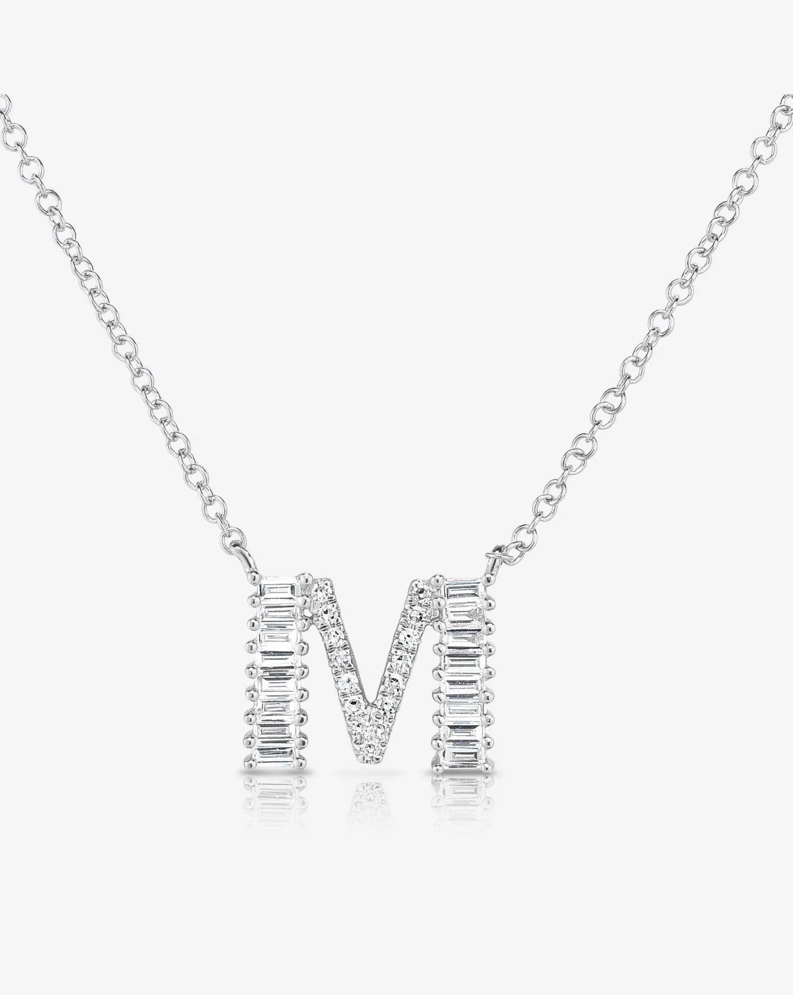 Baguette + Pavé Initial Necklace | Ring Concierge