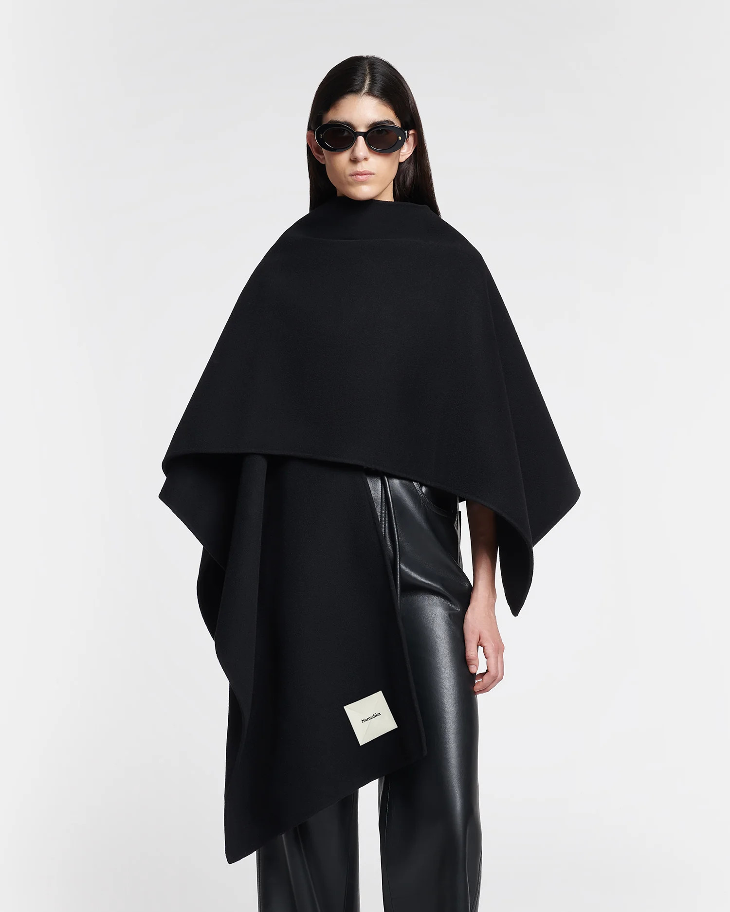 Kamin - Wool And Silk-Blend Shawl - Black | Nanushka
