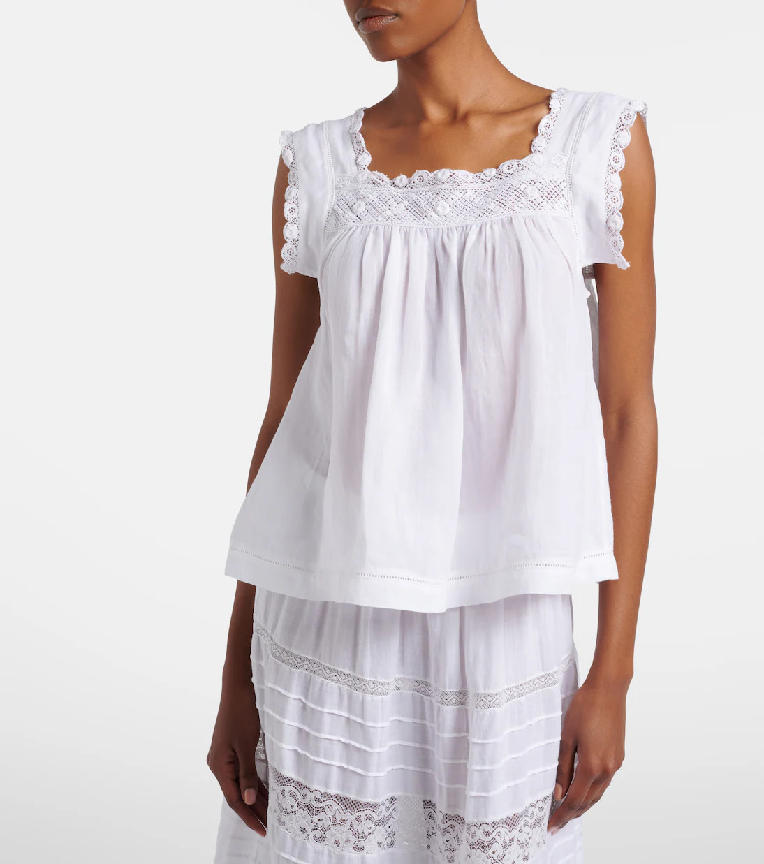 Aphra lace-trimmed ramie top | Mytheresa (UK)