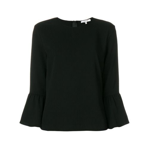 Ganni peplum cuff blouse - Black | Farfetch EU