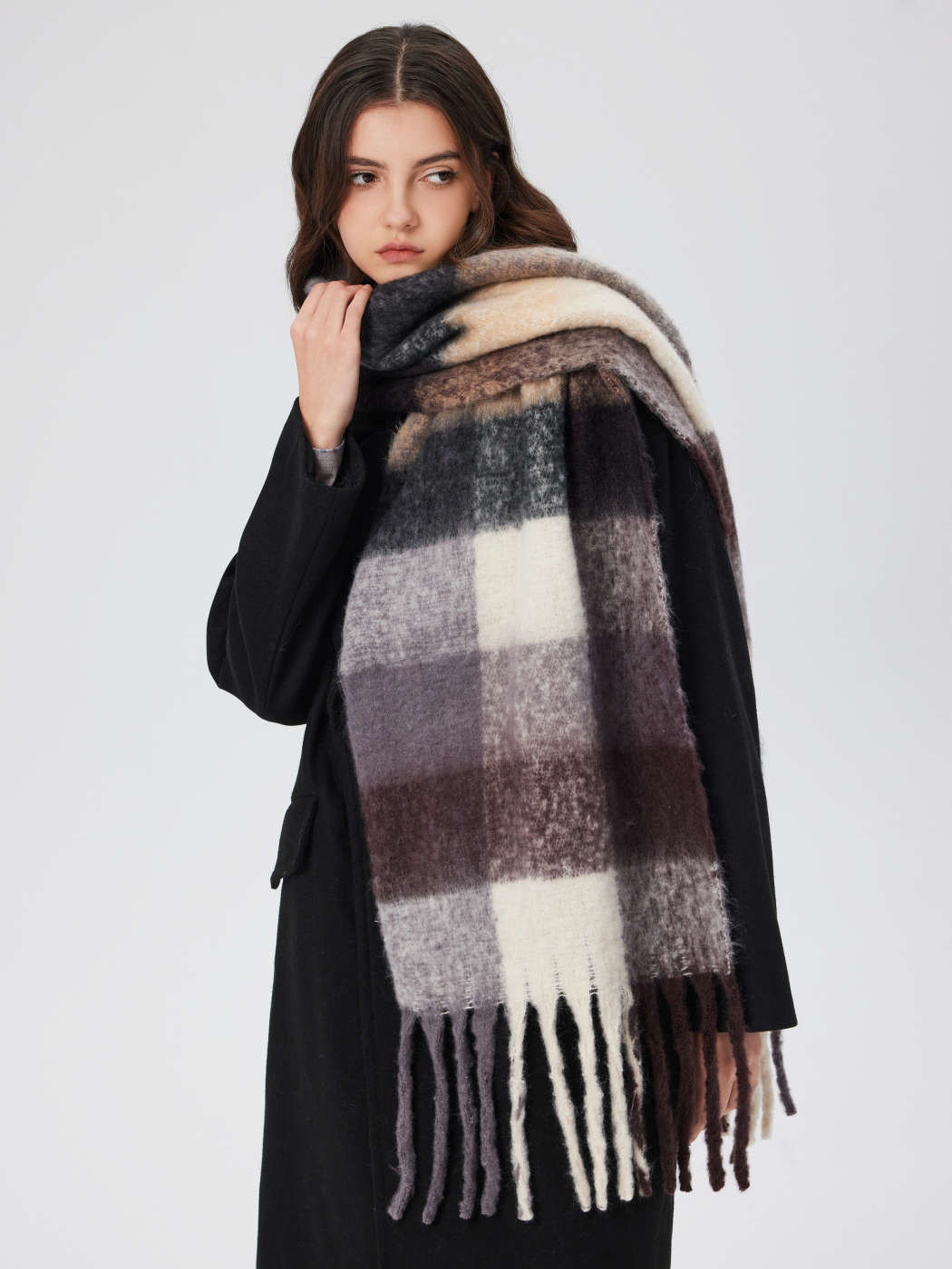 PLAID TASSEL SCARF | Cider