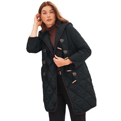 Jessica London Quilted Toggle Jacket - 30 W, Black | Target