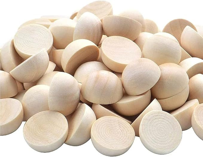 100pcs Half Wood Balls 1 Inch Diameter Unfinished Natural Mini Half Ball Split Wood Balls for DIY... | Amazon (US)