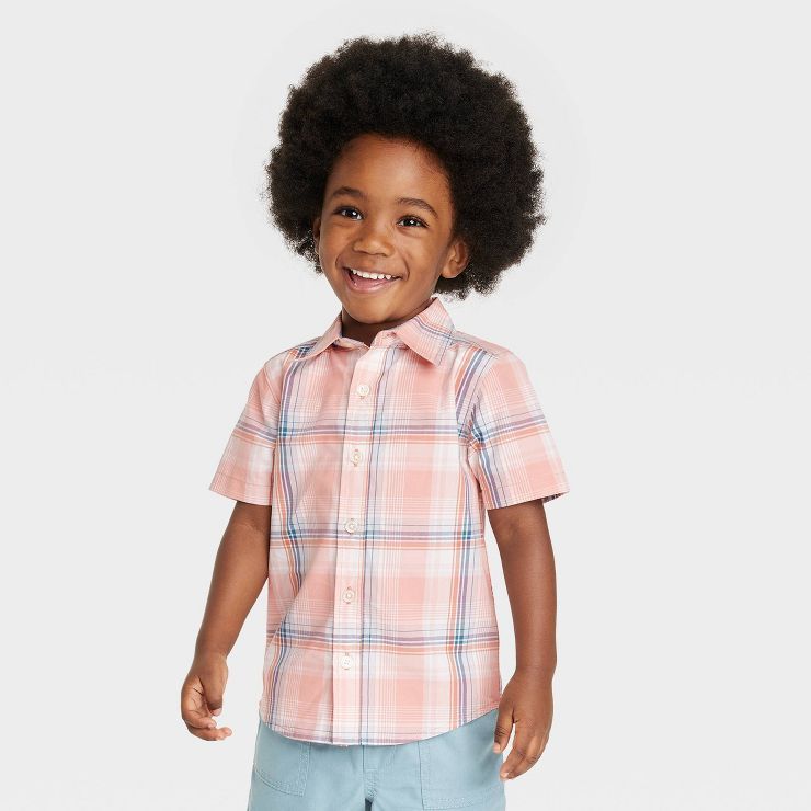 OshKosh B'gosh Toddler Boys' Plaid Woven Short Sleeve Shirt | Target