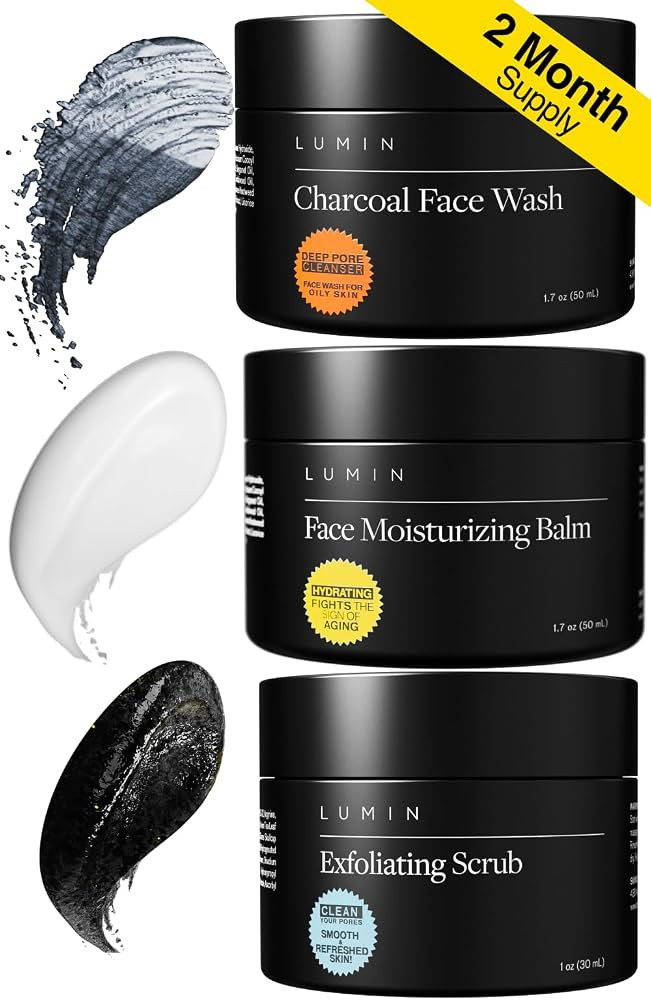 Lumin - Smooth Operator Detox Trio - Men's skincare kit, Includes: Charcoal Face Wash Daily Detox... | Amazon (US)