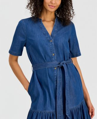 Style & Co Women's Denim Midi Tiered Dress, Macy's Exclusive - Macy's | Macy's