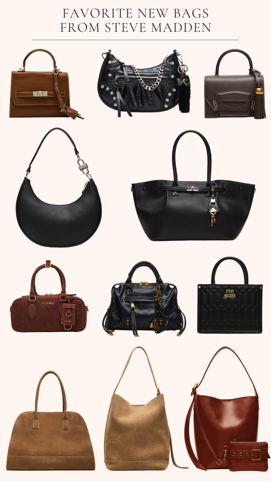  
From mini bags to oversized bags Steve Madden has great choices for fall. I want this tan suede bucket bag. It’s so perfect for autumn! 🍂 
 

#LTKOver40 #LTKItBag