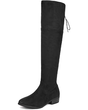 DREAM PAIRS Women's Over The Knee High Low Block Heel Riding Boots | Amazon (US)