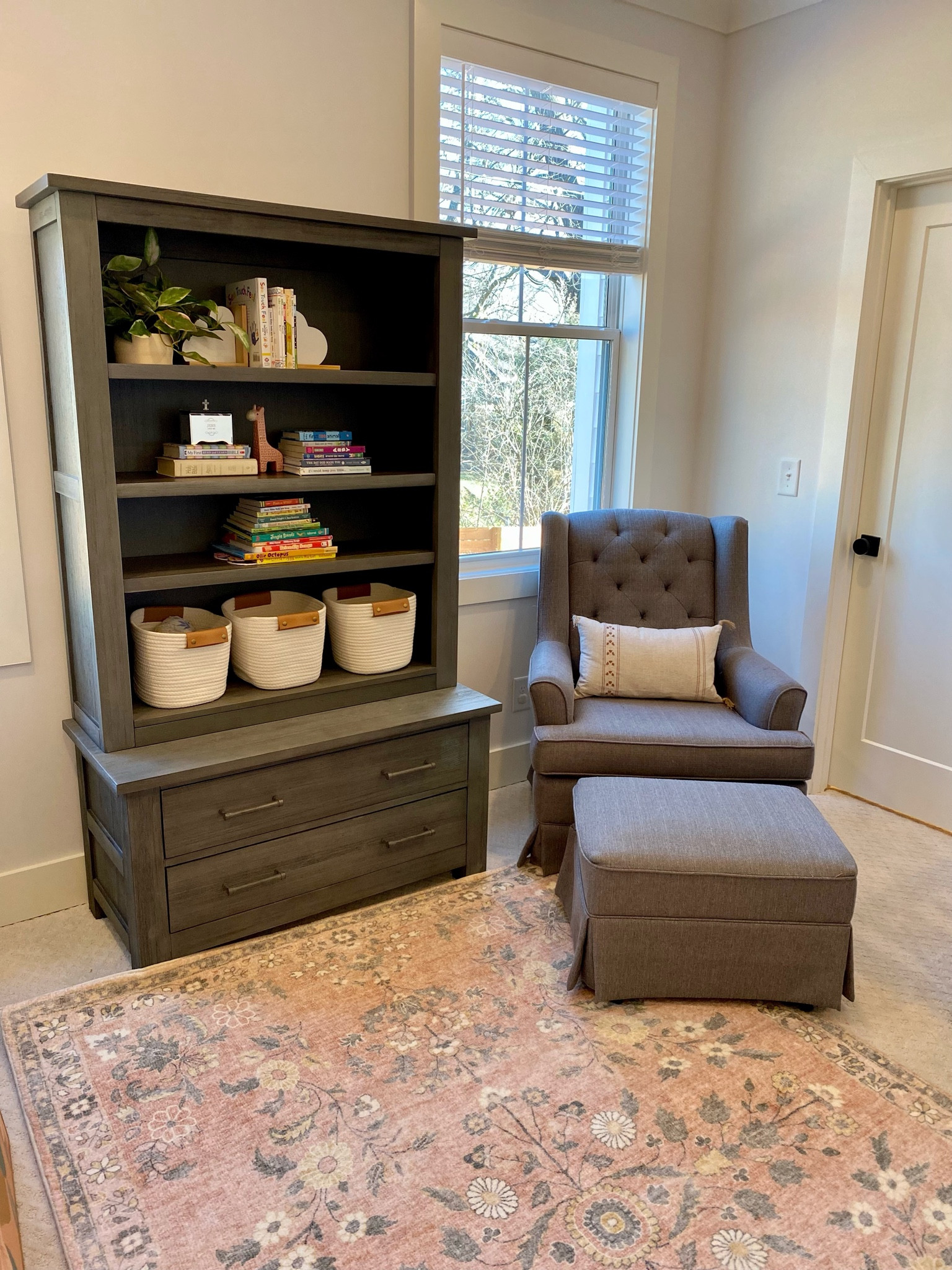 Baby Girl Room, Nursery, Baby Room, Baby Shelf Styling, Baby Book, gilder, rocker, studio McGee, white baskets, nursery style, nursery design, home decor, floral nursery 

#LTKbaby #LTKbump #LTKfamily