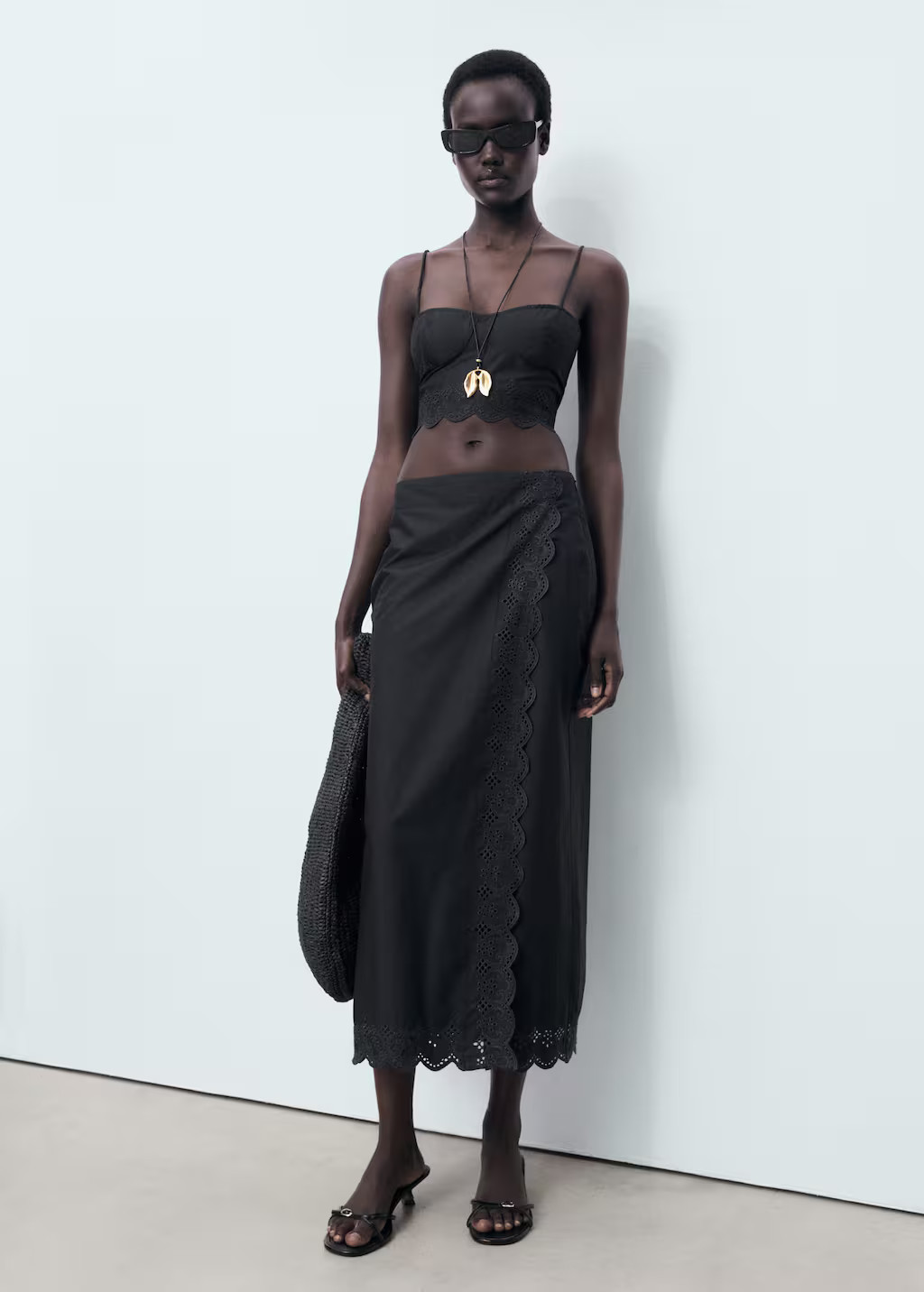 Embroidered cotton skirt black - Women - XXS - MANGO | Mango (US/MX/AU)