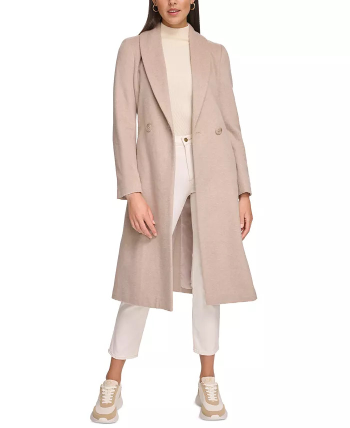 Calvin Klein Women's Wool Blend Belted Wrap Coat - Macy's | Macy's