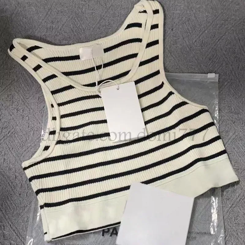 Womens Knits Sleeveless Vest Celine Letter T Shirts Woman Stripe Summer  Beach Tanks Tees Black White Embroidered Logo Short Shirt Lady Sexy Vests  Knitted Tops From Qinminjie503, $19.64