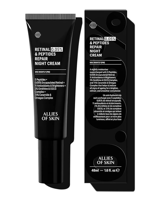 Allies of Skin Retinal 0.05% Peptides Repair Night Cream | 7% Ceramides & Omegas Complex Boost Hy... | Amazon (US)