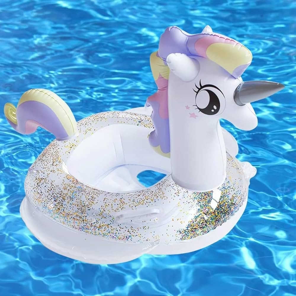 Baby Swimming Float, Inflatable Swim Ring Cute Floaties with Seat and Handle Pool Floats Toys Fun... | Amazon (US)
