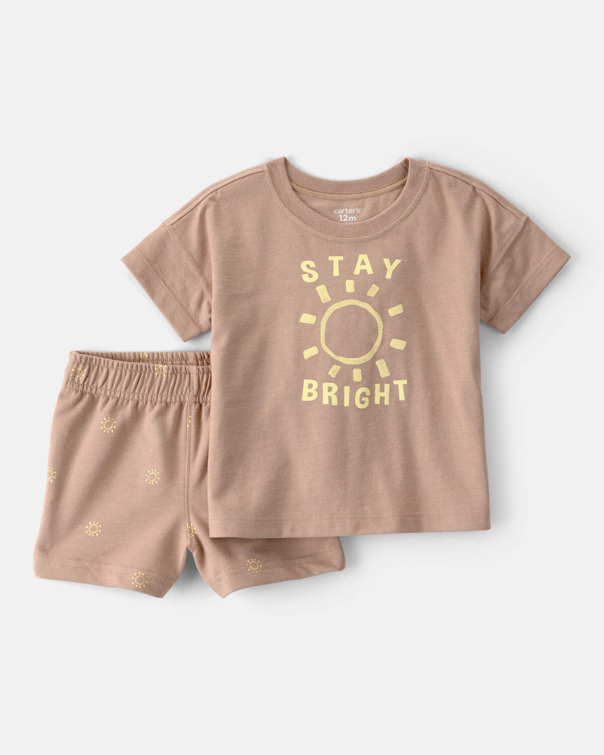 Baby Boy 2-Piece 'Stay Bright' Top & Short Set - Brown | Carter's Inc
