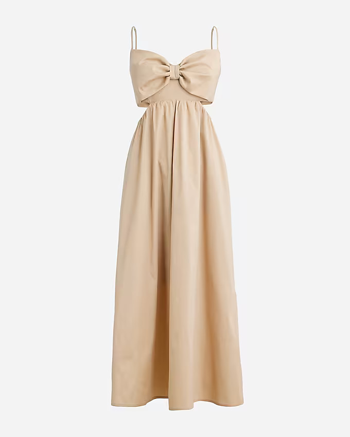 Collection bow-front cutout midi dress in stretch taffeta | J. Crew US