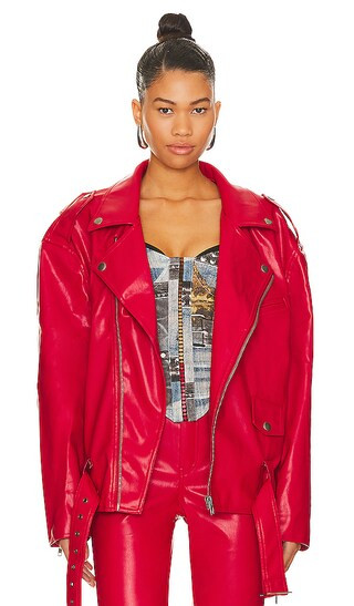 Faux Leather Blaise Jacket in Jester Red | Revolve Clothing (Global)