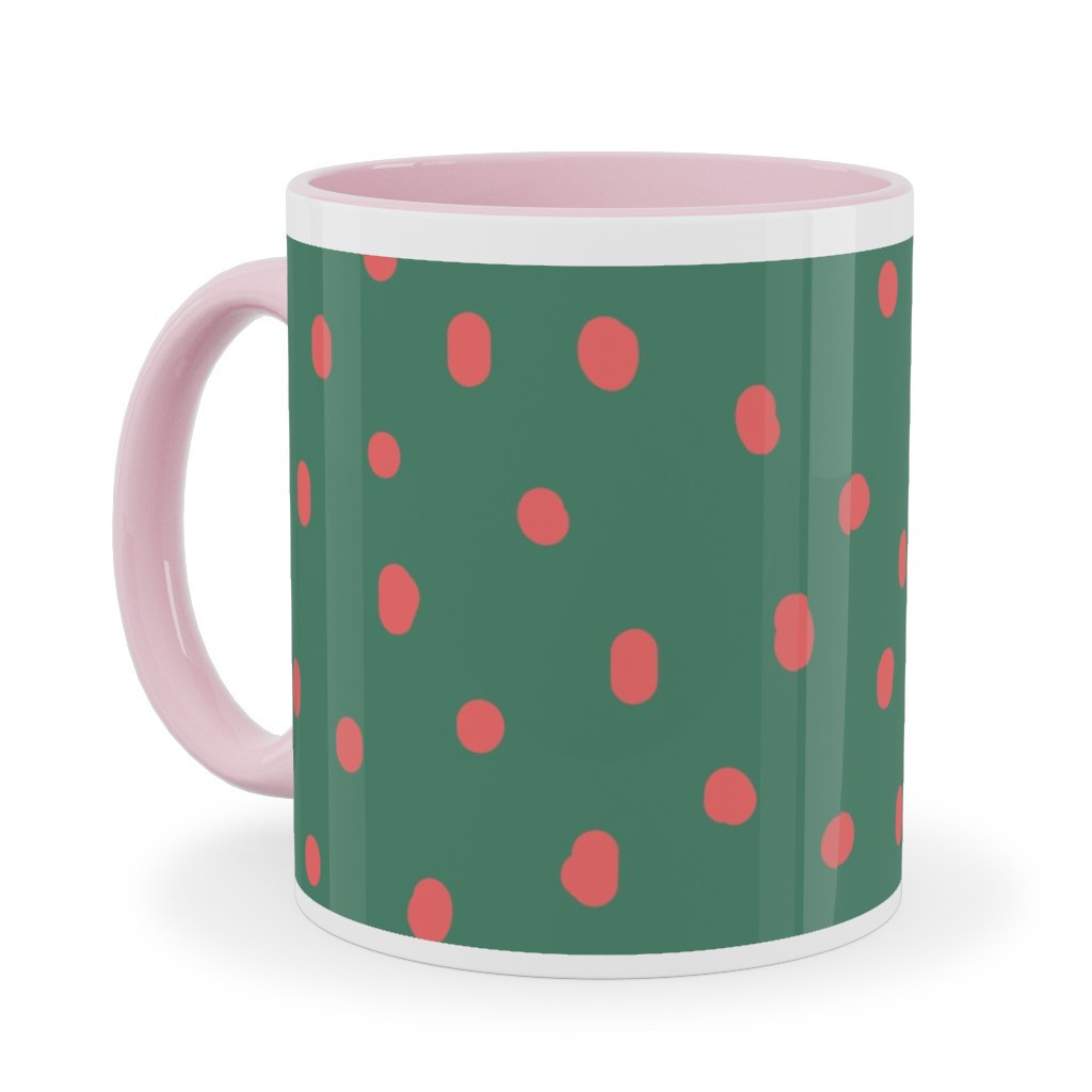 Pink Photo Mugs: It's Snowing Ceramic Mug, Pink, 11oz, Green, Fern | Shutterfly