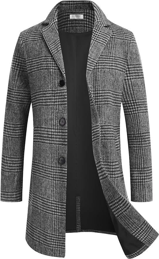 COOFANDY Men's Lapel Collar Pea Coats Trench Coat Single Breasted Trench Coat Slim Fit Pea Coat C... | Amazon (US)