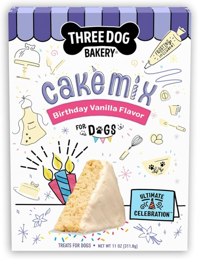 Three Dog Bakery Ultimate Celebration Cake Mix - Easy DIY Dog Birthday Cake Mix for Puppies & Dog... | Amazon (US)