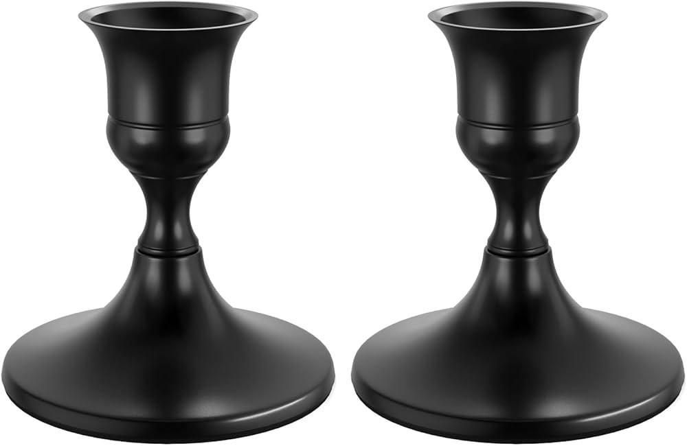 Black Taper Candle Holders Set of 2, Vintage Metal Candlestick Holders for Dinner Room Table Cent... | Amazon (US)