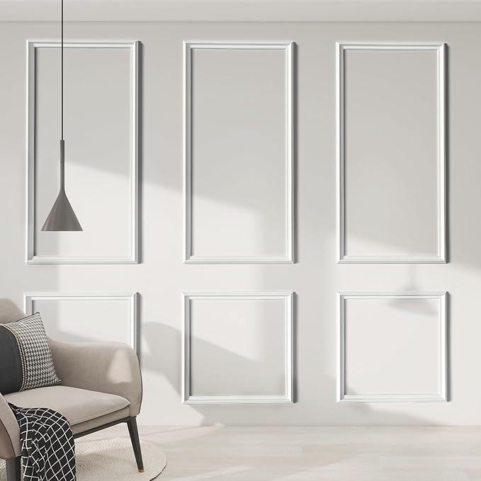 PALMPOP Peel and Stick Wall Molding Kit of 6 Frames,Premade Accent Wainscoting Panels, Ready to M... | Amazon (US)