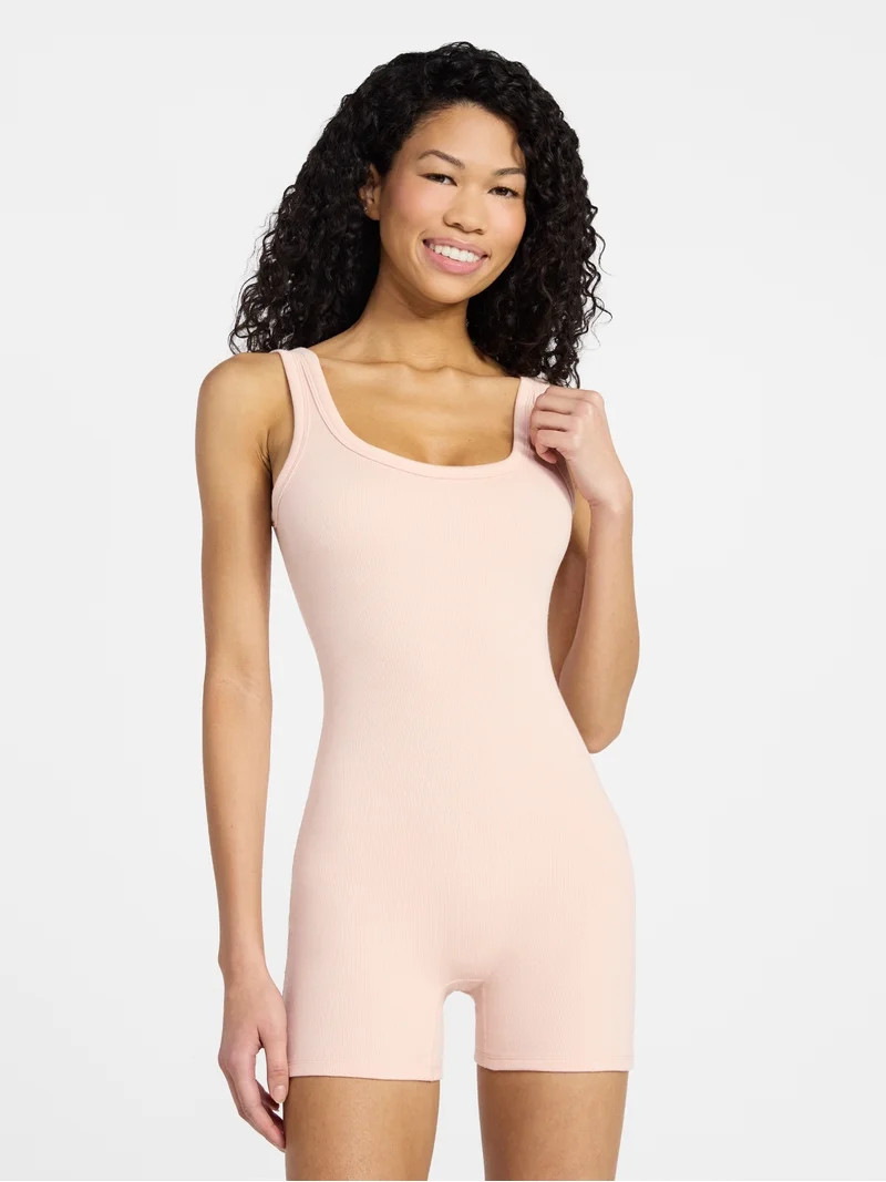 No Boundaries Cotton Stretch Ribbed Cozy Romper, Women’s XS-XXXL | Walmart (US)