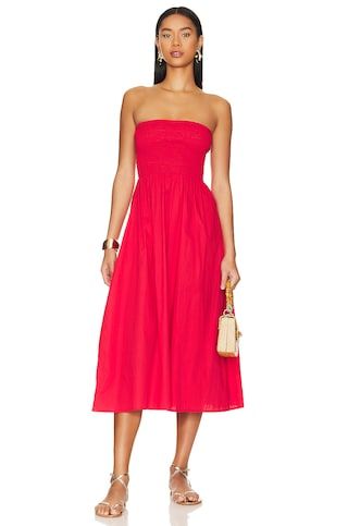 FAITHFULL THE BRAND Madella Midi Dress in Cherry Tomato from Revolve.com | Revolve Clothing (Global)