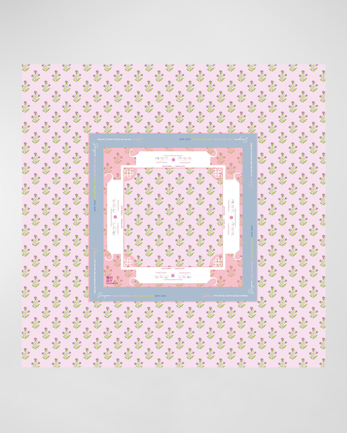 x Catherine Cartie Purple Thistle Instructional Mahjong Tablecloth, 56" Square | Neiman Marcus