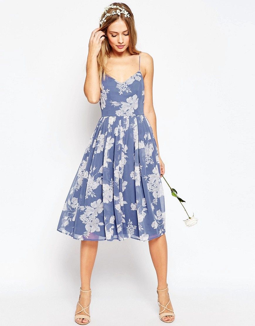 ASOS WEDDING Rose Print Midi Dress | ASOS UK