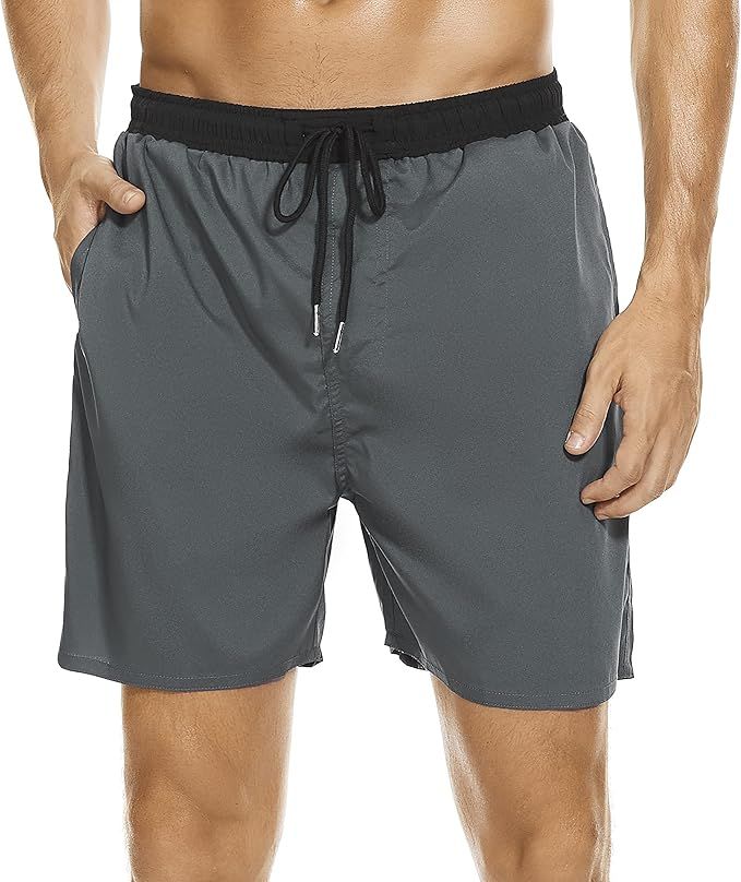 Janmid Men's Swim Trunks Quick Dry Beach Shorts with Pockets and Mesh Lining | Amazon (US)