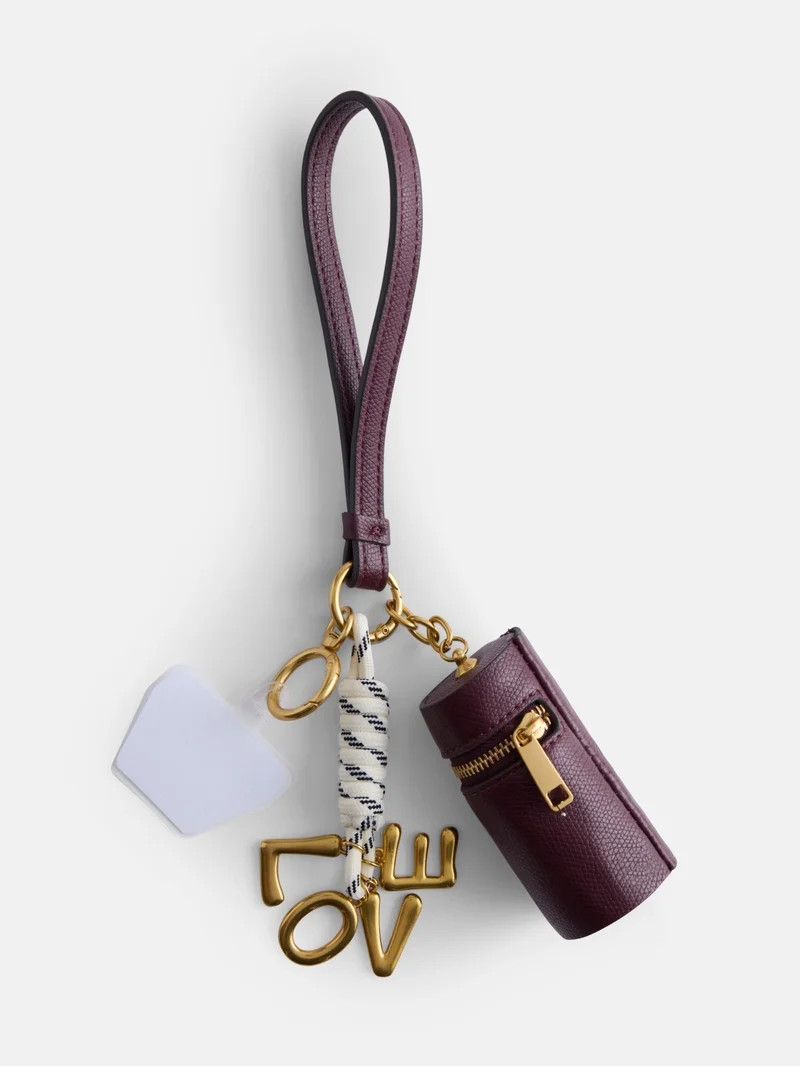 Free Assembly Women's Lipstick Holder Handbag Phone Charm, Chianti | Walmart (US)