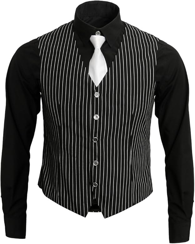 1920s Adult Men's Gangster Shirt, Vest and Tie Costume Accessories Set Roaring 20s Fancy Dress Up Ou | Amazon (US)