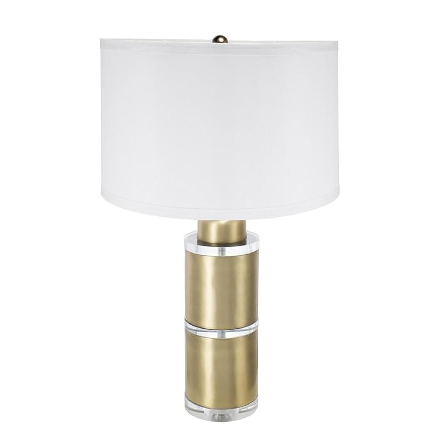 Artisanal Attic 15" x 15" x 25.5" Gold and White Cylinder Table Lamp - Classic Drum Shade, Clear ... | Amazon (US)