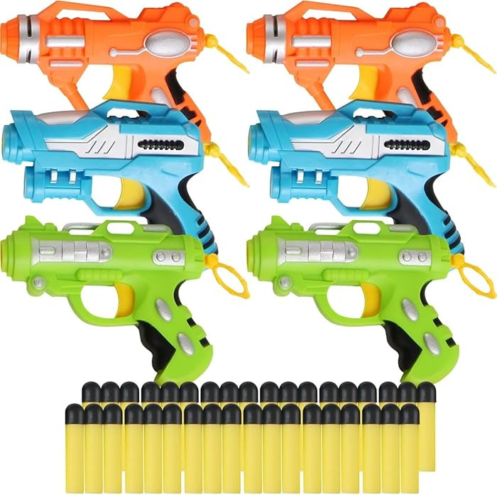 6 Pack Mini Foam Dart Blasters for Kids with 36 Darts, Micro Toy Foam Dart Guns, Nerf Compatible ... | Amazon (US)
