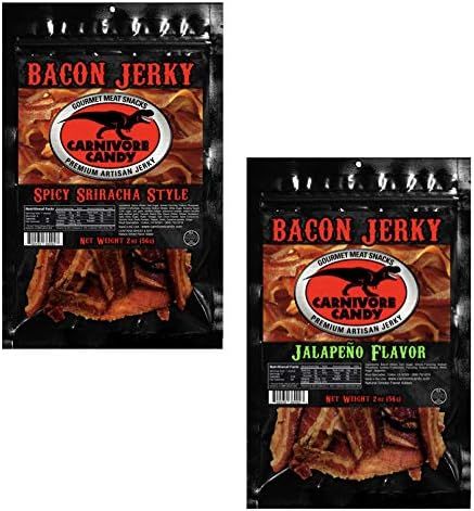 JURASSIC JERKY’S Carnivore Candy (2) pk Spicy Bacon Jerky Sampler - Spicy Sriracha Flavor - Jal... | Amazon (US)