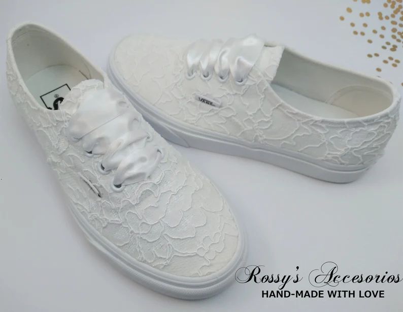 White Lace Wedding Vans / Wedding Vans Sneakers for Bride / White Lace Vans Sneakers / Bridal Van... | Etsy (US)
