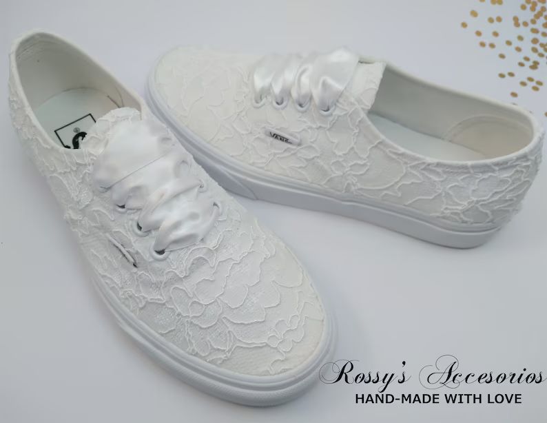 White Lace Wedding Vans / Wedding Vans Sneakers for Bride / White Lace Vans Sneakers / Bridal Van... | Etsy (US)