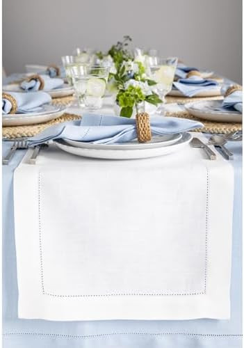Solino Home Linen White Table Runner 48 Inches - Classic Hemstitch, 100% Pure Linen Coffee Table ... | Amazon (CA)