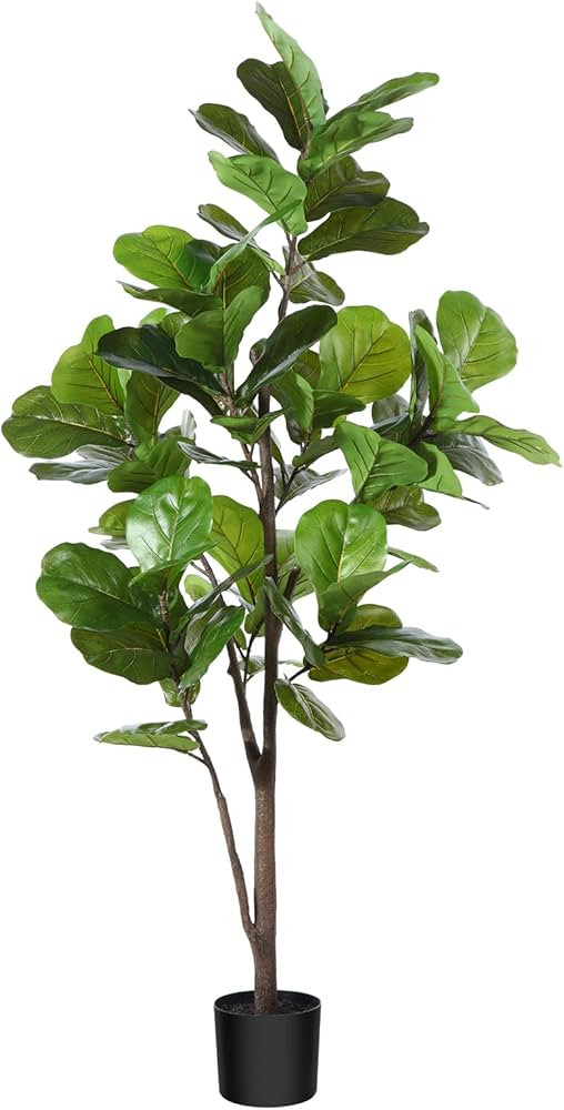 CROSOFMI Artificial Fiddle Leaf Fig Tree 5.5Feet Fake Ficus Lyrata Plant with 68 Leaves Faux Plan... | Amazon (CA)