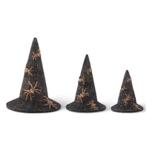K&K Interiors Black Resin Woven Witch Hats w/Gold Spiders (Sold Individually) | Scheels