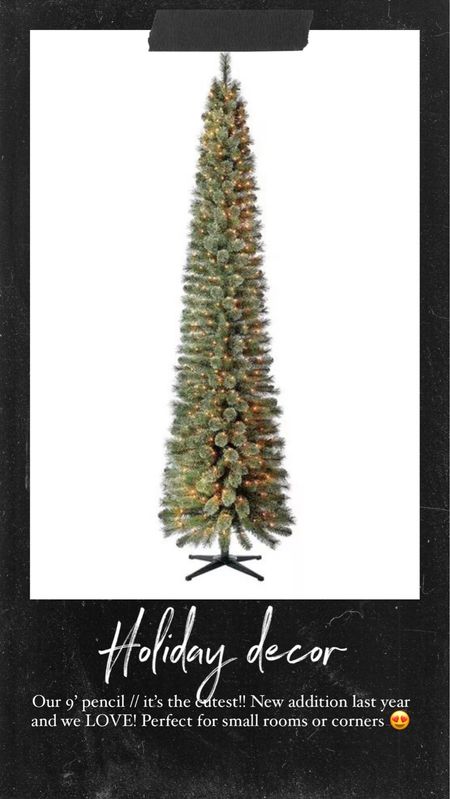 Our pre-lit super cute skinny pencil tree! We have the 9 foot option and it is just the cutest! // Christmas tree options 

#LTKsalealert #LTKHoliday #LTKhome