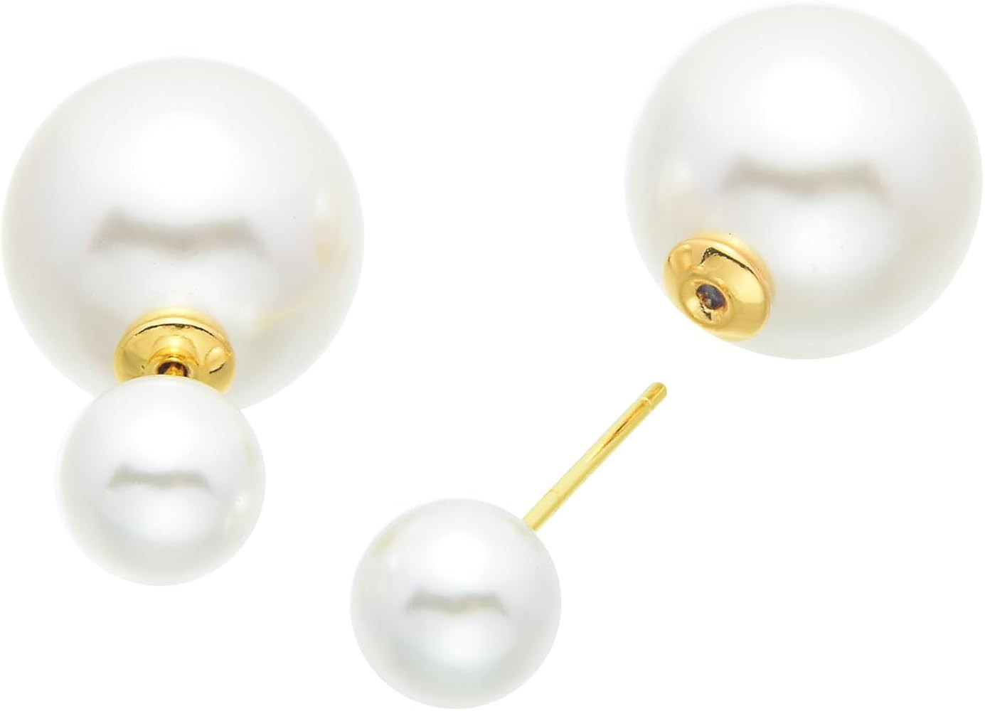 Elegant Double Sided Pearl Earrings Big Colorful Pearl Stud with 8mm and 14mm/16mm Pearl | Amazon (US)