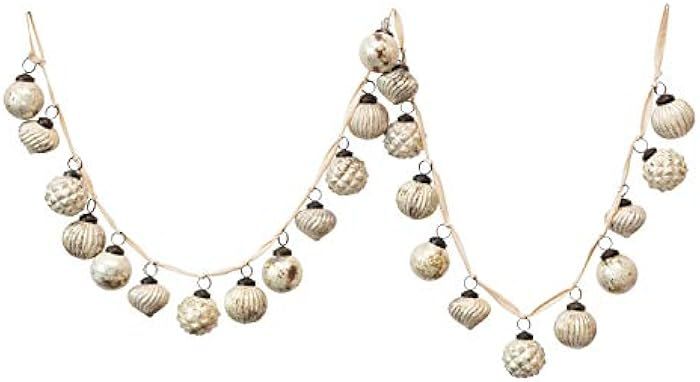 Creative Co-Op 72" L Embossed Mercury Ball Ornament, Matte White Glass Garlands, Multi | Amazon (CA)