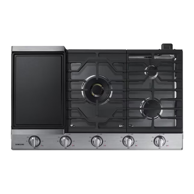 Samsung 36-in 5 Burners Stainless Steel Gas Cooktop | Lowe's