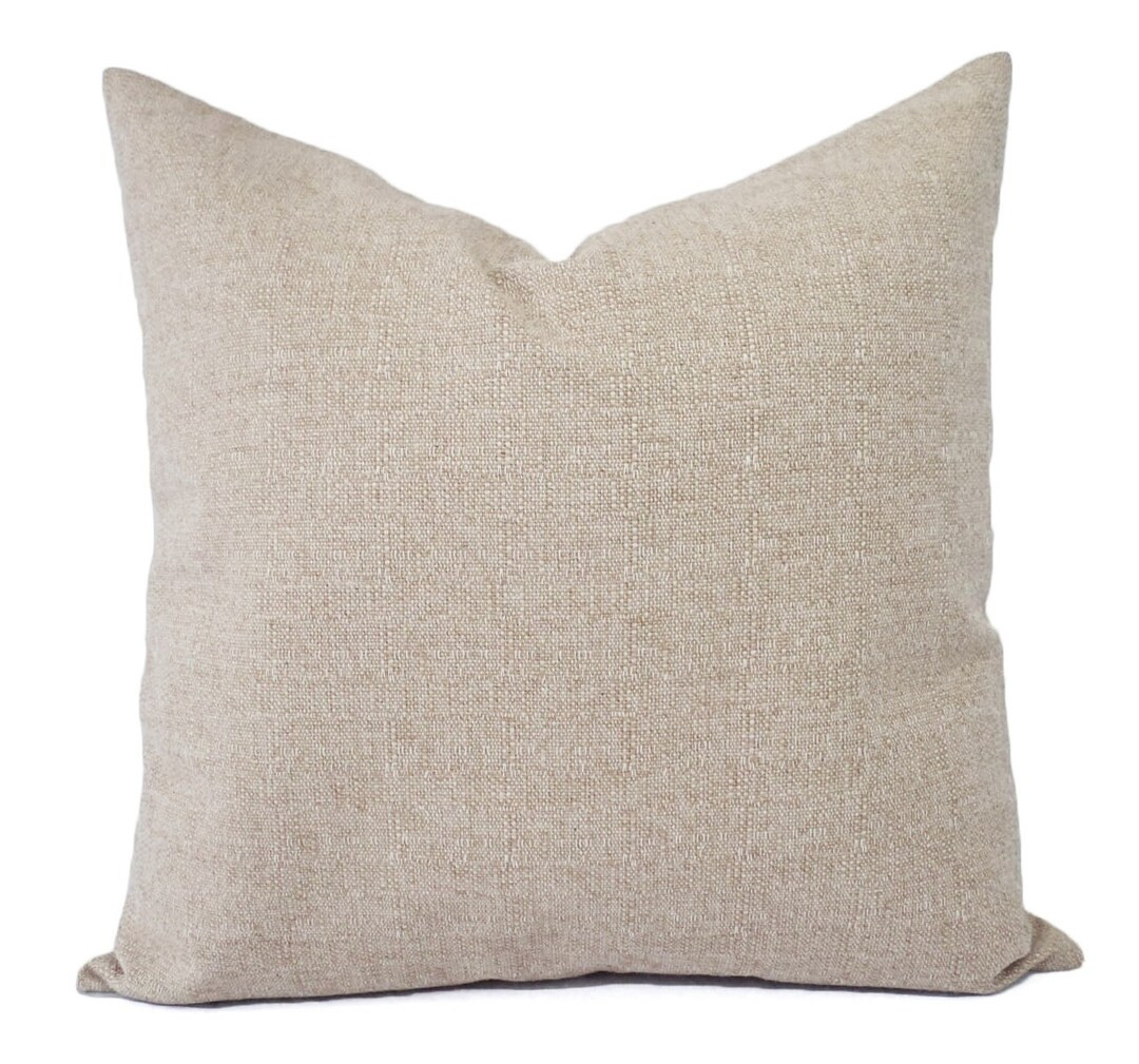 Two Decorative Throw Pillow Covers Burlap Pillows Beige Pillows Rustic Accent Pillow 16x16 18x18 ... | Etsy (US)