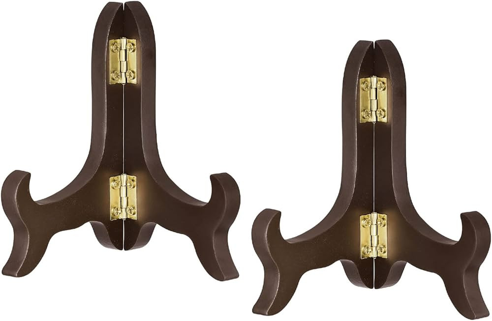 uxcell 2pcs 4" Easel Plate Holder, Wooden Folding Display Stand Brown for Decorative Picture Fram... | Amazon (US)