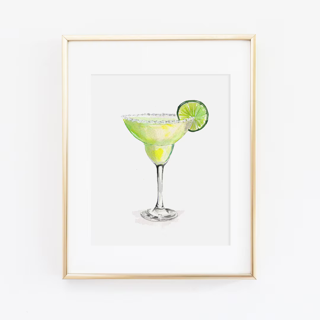 Watercolor Margarita Art Print Watercolor Drink Wall Art Bart Cart Painting Decor Watercolor Marg... | Etsy (US)