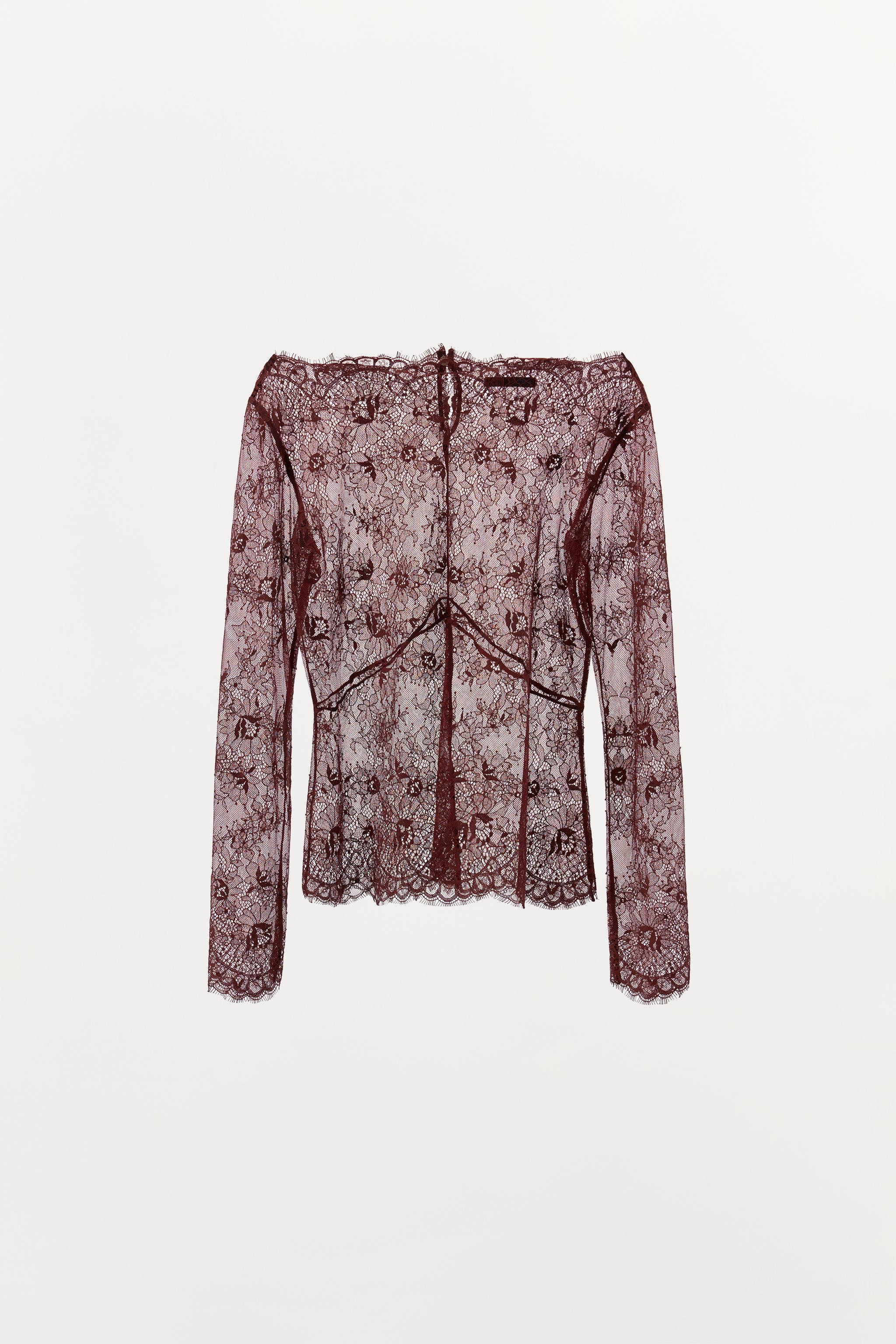 SEMI-SHEER LACE BLOUSE | Zara US
