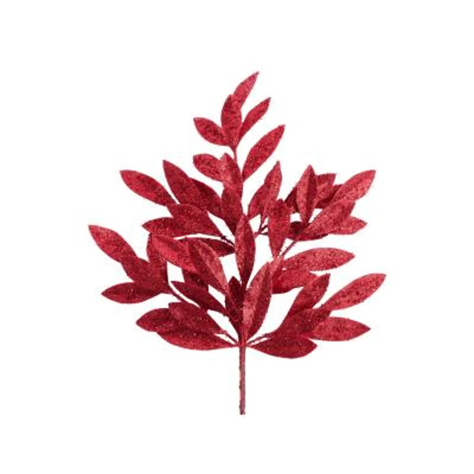 23 Glitter Leaf Spray Sparkling Red Christmas Floral Accents-xs618224 - Etsy | Etsy (US)